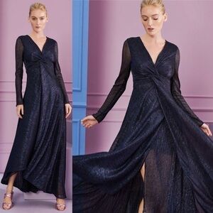 Talbot Runhof Golambini15 Metallic Midi Dress 8/38